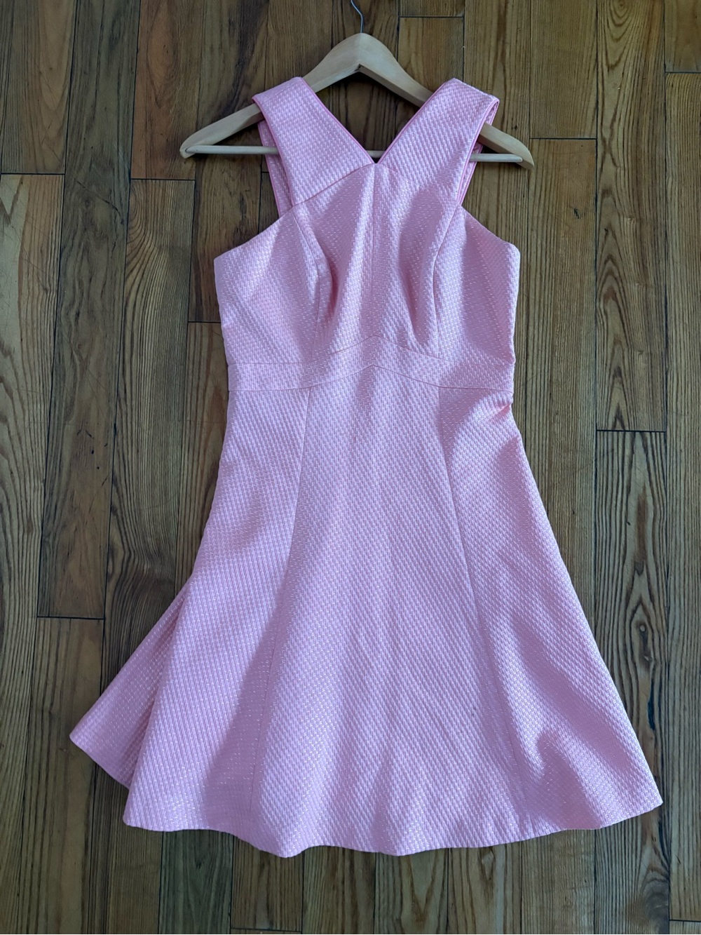 Alamar Soft Pink Cross-Back Textured Mini Dress